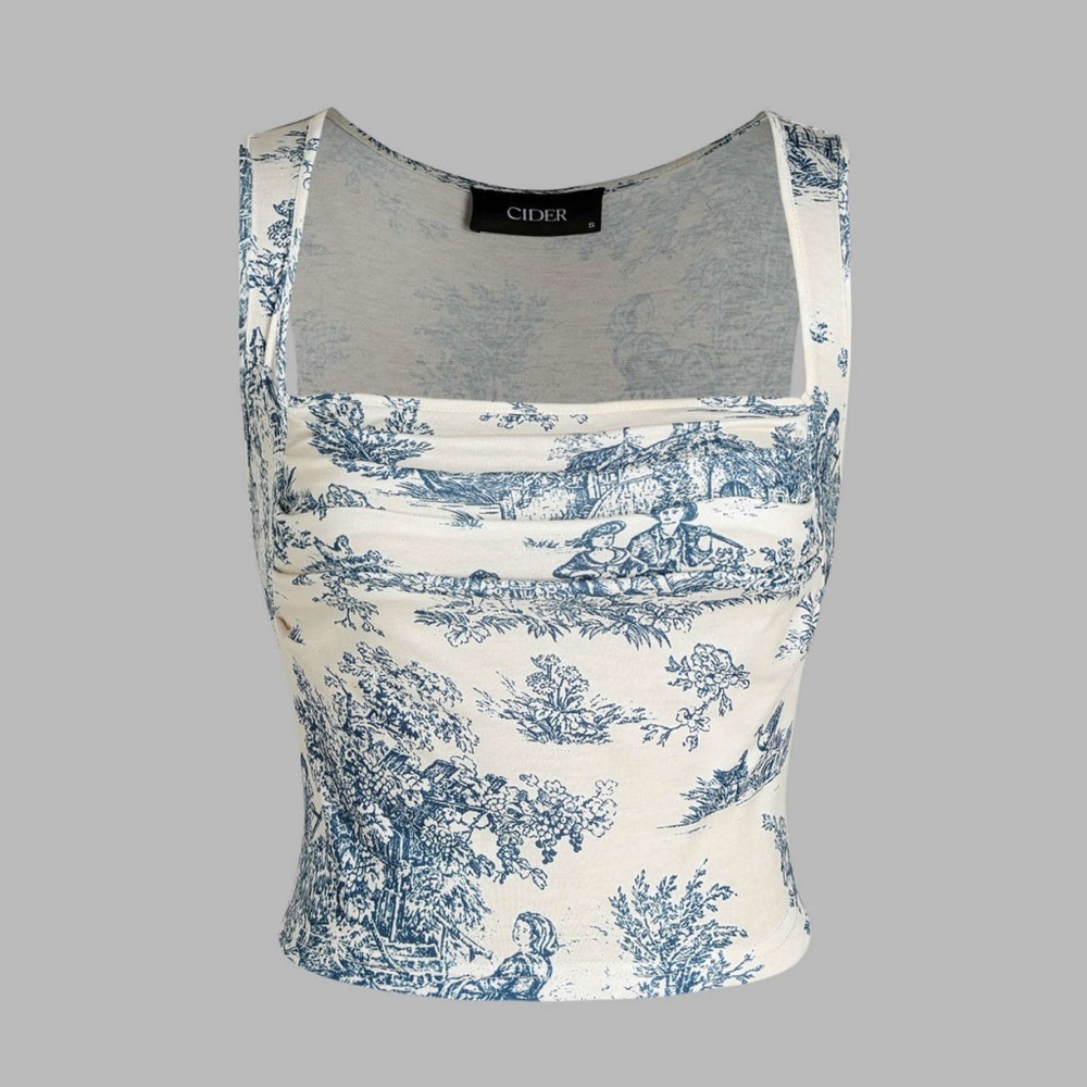 Cider Blue and Cream Women's Top
